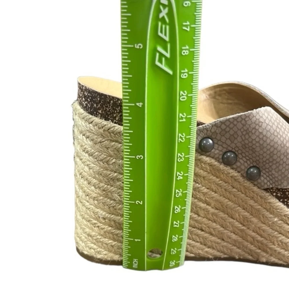 Lucky Brand Women's Neeka Wedge Espadrille Cork Tan Leather Slip On 7.5